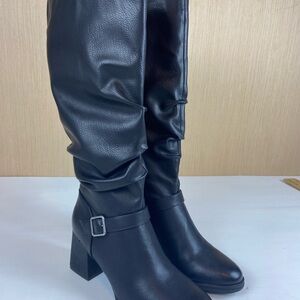 Soul Naturalizer Frost Wide Calf Black Knee High Boots 8.5W Block Heel NEW